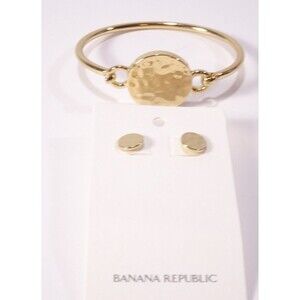 Banana Republic Women's Hammered Circle Earrings Bracelet Set of 2 NWT 85